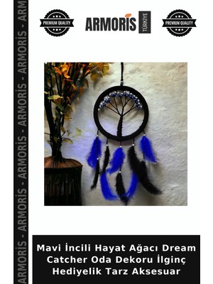 Armoris Mavi Incili Hayat Ağacı Dream Catcher Oda Dekoru Ilginç Hediyelik Tarz Aksesuar