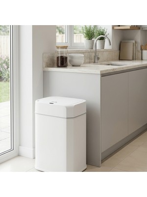 Elarque Hareket Sensörlü Beyaz Mutfak Çöp Kovası Banyo Çöp Kovası 12 Lt