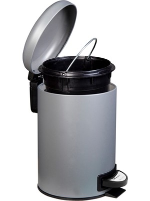 Elarque Gri 12 Litre Elit Banyo Seti Pedallı Çöp Kovası Lüks Mutfak Banyo Çöp Kutus