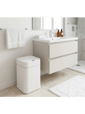 Elarque Hareket Sensörlü Beyaz Mutfak Çöp Kovası Banyo Çöp Kovası 18 Lt