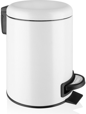 Elarque Beyaz 12 Litre Elit Banyo Seti Pedallı Çöp Kovası Lüks Mutfak Banyo Çöp Kut