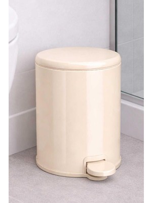 Elarque Cigo Çelik Çöp Kovası 3 Litre Mutfak - Banyo - Ofis Mat Bej Metal