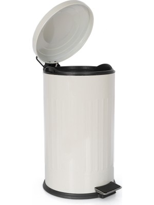 Elarque 12 Litre Vintage Çöp Kovası Krem | Mutfak Çöp Kovası | Banyo Çöp Kovası | K