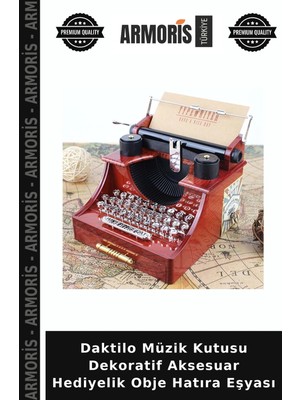 Armoris Daktilo Müzik Kutusu Dekoratif Aksesuar Hediyelik Obje Hatıra Eşyası