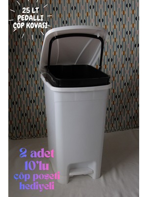 Elarque 25 Litre Pedallı Iç Kovalı Slim Çöp Kovası, Mutfak/ofis/banyo Çöp Kovası Be
