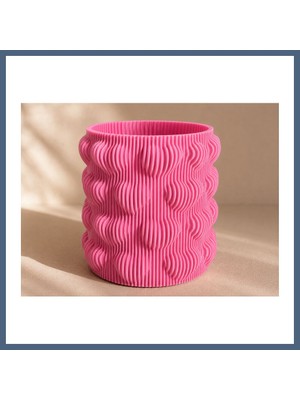 Bezos 3D Baskı Kalpli Dekoratif Vazo - Modern Çiçeklik ve Masaüstü Süsü-Pembe BZS10