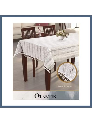 Bezos 150X260 cm Otantik Krem Pamuklu Masa Örtüsü Modern Şık Yemek Masası Dekoru BZS10