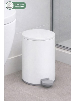 Elarque Cigo 3 Lt Banyo Mutfak Ofis Çelik Çöp Kovası - Mat Beyaz