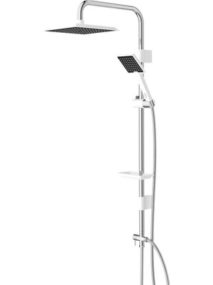 Elarque Frame Siyah Beyaz Tall Sistem Duş Seti