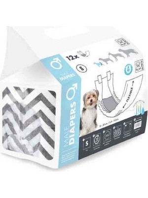 Hilera M-Pets Diapers Erkek Köpekler Için Külot (S) 12LI