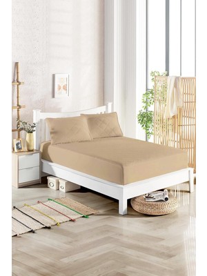 Happy Trend Boy Alez Yatak Koruyucu Alez Pamuklu Kapitoneli Fitted (180X200) Bej