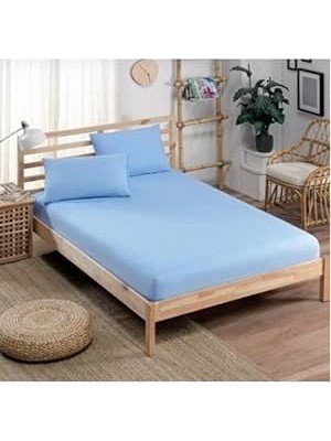 Happy Trend Çift Kişilik Jumbo Boy 200X200 Lastikli Çarşaf Takımı - Açık Mavi