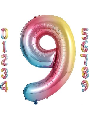 Happy Trend Gitti 9 Rakam 32 Inc 80 cm Gokkusagı Folyo Balon