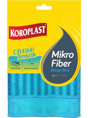 Royal Rain Store Koroplast Mikrofiber Banyo Bezi 2'li Set, Çift Taraflı Ekstra Hızlı Kuruyan Mikrofiber Temizlik Bezi Seti 30X30 Cm, Kir Sökücü Tasarım, Yüksek Emiş Gücü, Tüy Çizik Bırakmayan Banyo Temizlik Bezi Seti