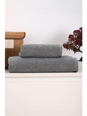 Happy Trend Parça Kadın/erkek Banyo Duş Hamam Havlu Seti 90X150 CM%100 Pamuklu Gri