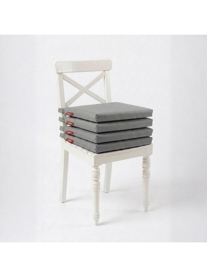 Happy Trend 4'lü Sandalye Minderi 40X40 cm Fermuarlı Su Itici Leke Tutmaz Bağcıklı Bahçe Balkon Minderi Seti