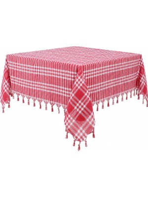 Happy Trend 160 cm Kirmizi Kareli Masa ORTUSU%100 Pamuk Piknik Ortusu, Klasik Sofra Ortusu (Kirmizi 160 x 160 Cm)