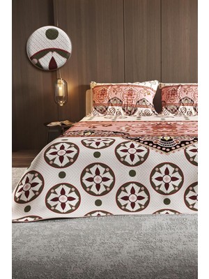 Happy Trend Çift Kişilik Jakar Dokuma Yatak Örtüsü Ethnic Motif - Somon, PIKE4375