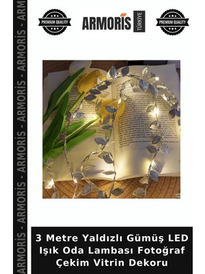 Armoris 3 Metre Yaldızlı Gümüş LED Işık Oda Lambası Fotoğraf Çekim Vitrin Dekoru