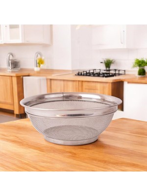 Royal Rain Store Deconox Paslanmaz Çelik Kulpsuz Süzgeç 22CM, Paslanmaz Pirinç Süzgeci, Paslamaz Çelik Mutfak Süzgeci