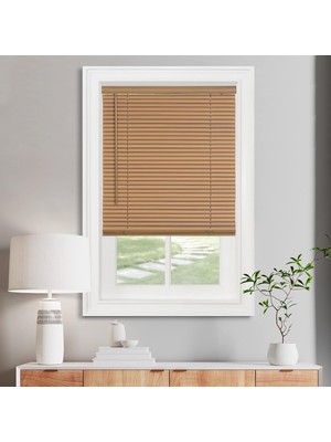 Happy Trend Işık Filtreleme Mini Stor Perde - 29 Inç Genişlik, 150 cm Uzunluk, 2,5 cm Çıta Boyutu - Ahşap Ton - Akülü Gıı Morningstar Iç Mekan Için Yatay Pencere Panjurları Achim Home Decor