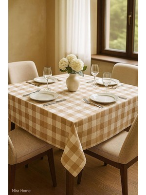 Happy Trend Home Kareli Masa Örtüsü Sofra Bezi 160X160 cm Happytime