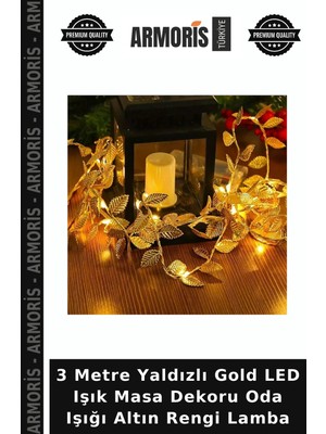 Armoris 3 Metre Yaldızlı Gold LED Işık Masa Dekoru Oda Işığı Altın Rengi Lamba