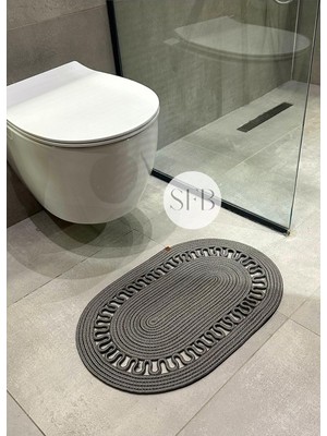 Happy Trend Önü Paspası 40X60CM, Banyo Paspası, Küçük Paspas, Klozet Paspas, Vintage Paspas, Bohem Paspas Gri