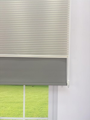 Happy Trend Perde Luna Serisi Açık Gri Tül Antrasit Gri Stor Perde Işık Kontrollü, Çift Mekanizmalı, Kolay Montaj 100 x 200