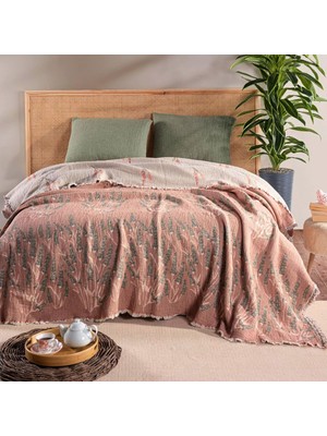 Happy Trend Müslin Hybrid Yorgan, 240X260 Cm, Makinede Yıkanabilir, Konforlu Hafif 100% Pamuklu Müslin Kumaş Kaplamalı Elyaf Yorgan Battaniye (Lavanta Kiremit)