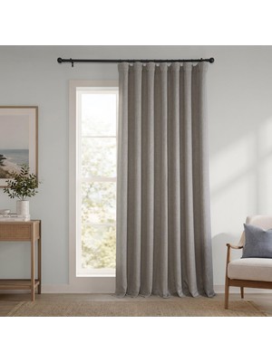 Happy Trend Half Price Drapes Suni Keten Karartma Perdesi, Ekstra Geniş, 100X120 Cm, 1 Panel, Vizon