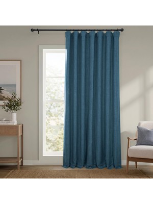 Happy Trend Half Price Drapes Suni Keten Karartma Perdesi, Ekstra Geniş, 250X226 Cm, 1 Panel, Hikaye Mavisi