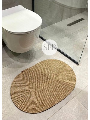Happy Trend Önü Paspası 40X60CM, Banyo Paspası, Küçük Paspas, Klozet Paspas, Vintage Paspas, Bohem Paspas Hasır Düz
