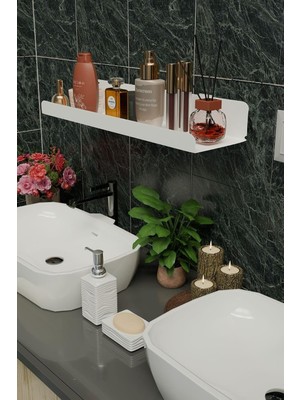 Happy Trend 3m Ultra Güçlü Yapışkanlı Beyaz Çok Amaçlı Organizer Raf, Banyo Askısı ve Banyo Rafı MT95BD