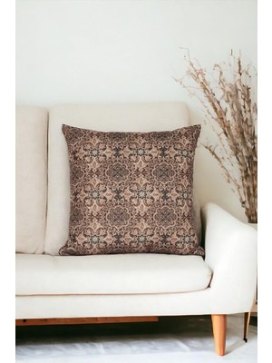Happy Trend 43X43 cm Desenli Kırlent Kılıfı Dekoratif Etnik Ikat Damask INTA-192