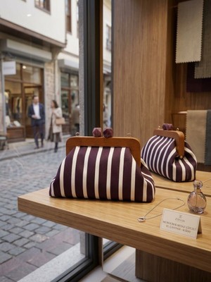 Ozdesen Design Çizgili Clutch/ El Çantası