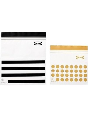 Royal Rain Store Ikea Kilitlenebilir Buzdolabı Poşeti Meridyendukkan Siyah-Sarı 60 Adet Geometrik Desen