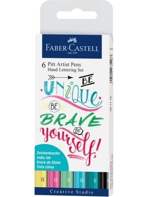 TeknoKapsül Faber-Castell Pitt Artist Pen Kaligrafi Seti Pastel Tonlar 6 Renk