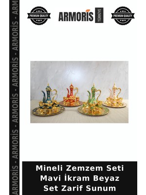 Armoris Mineli Zemzem Seti Mavi Ikram Beyaz Set Zarif Sunum