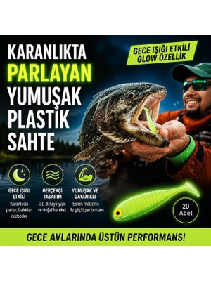 Royal Rain Store Valkyrie 20 Adet Fosforlu Silikon Balık Yemi 5cm – Gece Parlayan Glow Yapay Yem (Soft Lure)