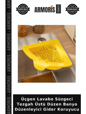Armoris Üçgen Lavabo Süzgeci Tezgah Üstü Düzen Banyo Düzenleyici Gider Koruyucu