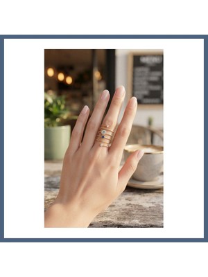 Bezos Pirinç Gold Renk Spiral Nazarlı Model Kadın Yüzük BZS10