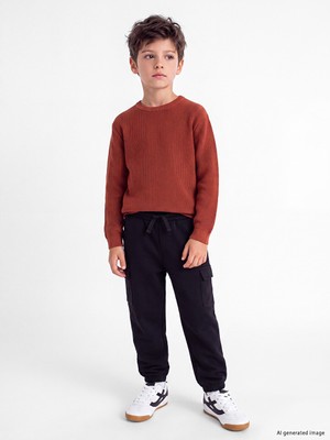 LC Waikiki Lcw Kids Siyah Erkek Çocuk Kalın Jogger Eşofman Altı