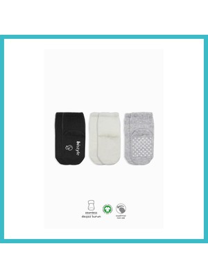 Defne Store 3'lü Basic Kaymaz Penye Soket Çorap 10107 Siyah Ekru Gri · Beden: 0-3 Ay · Renk: Siyah Ekru Gri Dfnbez