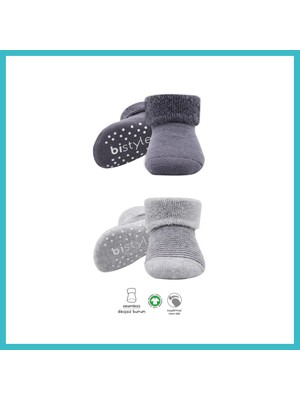 Defne Store 2'li Çemberli Kaymaz Havlu Soket Çorap 10503 Gri-Antrasit · Beden: 6-12 Ay · Renk: Gri-Antrasit Dfnbez