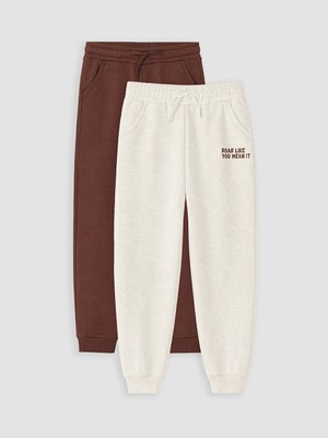 LC Waikiki Lcw Kids Beyaz Baskılı Erkek Çocuk Jogger Eşofman Altı 2'li
