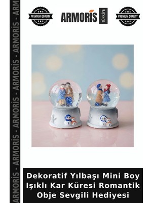 Armoris Dekoratif Yılbaşı Mini Boy Işıklı Kar Küresi Romantik Obje Sevgili Hediyesi