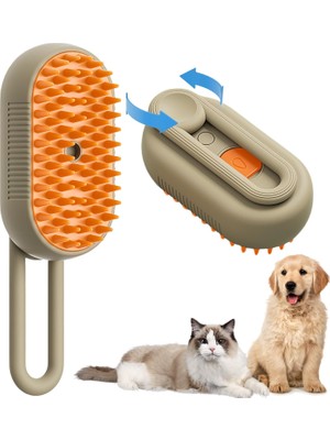 Royal Rain Store Buharlı Kedi ve Köpek Fırçası – 3’ü 1 Arada Tüy Alma Tarağı – Su Hazneli Masajlı Fırça – Derinlemesine Temizlik ve Rahatlatıcı Masaj – Evcil Hayvan Tüy Bakım Fırçası (1 Adet)