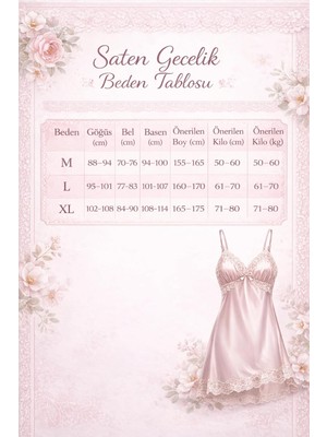 Royal Rain Store Jhena Kadın Saten Gecelik, Gri Dantelli Kadın Gecelik