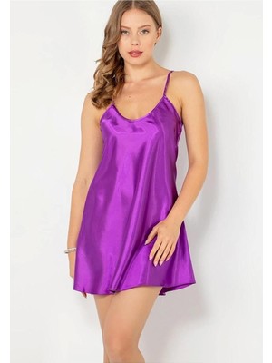 Royal Rain Store Miorre Ince Askılı Mini Saten Gecelik Yeni Sezon (1 Adet Ekonomik),mor Menekşe Xl/2xl